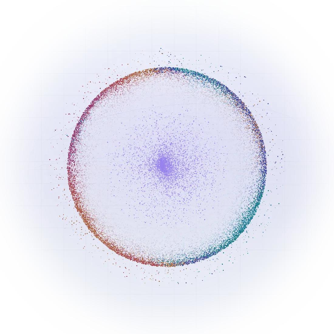 A core of light made of particles in each product’s color: Championsys Intelligence