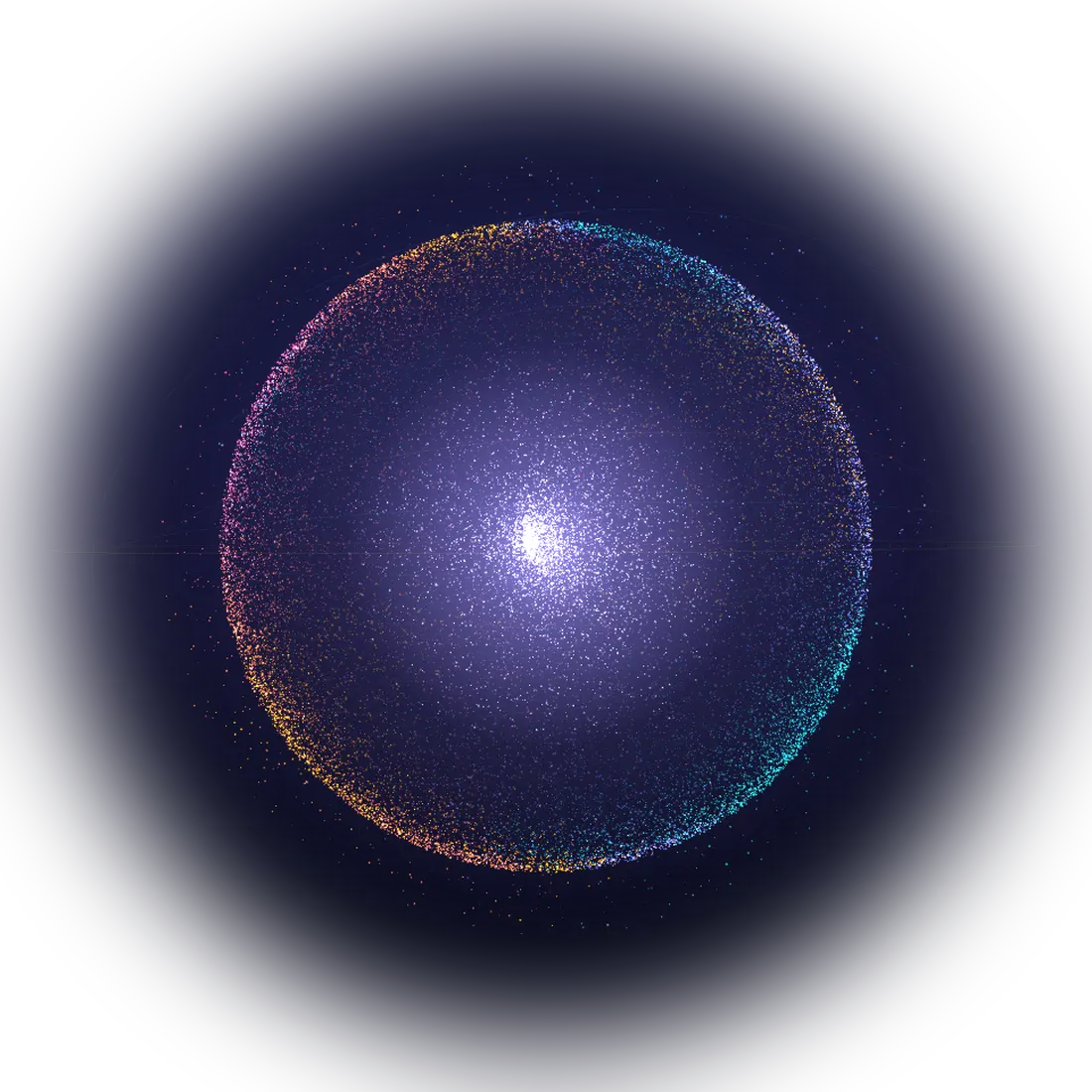 A core of light made of particles in each product’s color: Championsys Intelligence