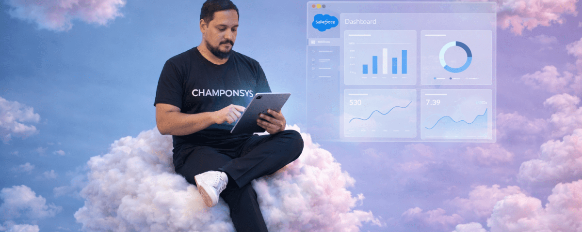 Ejecutivo de tecnología analizando un dashboard de datos en la nube, representando la infraestructura de IA empresarial que demandan los CIOs según Salesforce.