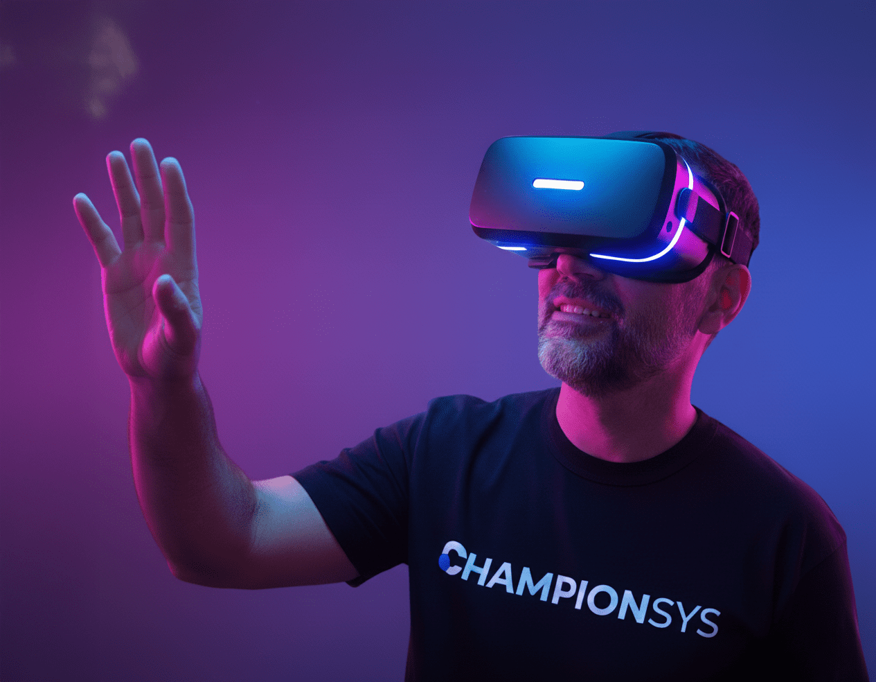 Profesional utilizando realidad virtual como herramienta de capacitación e innovación en recursos humanos